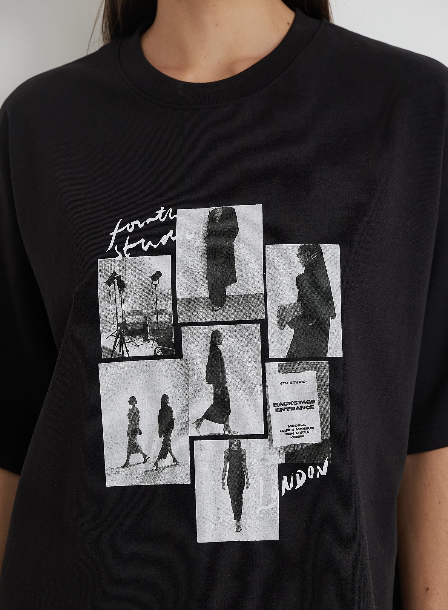 Black Catwalk Polaroid Graphic T-Shirt